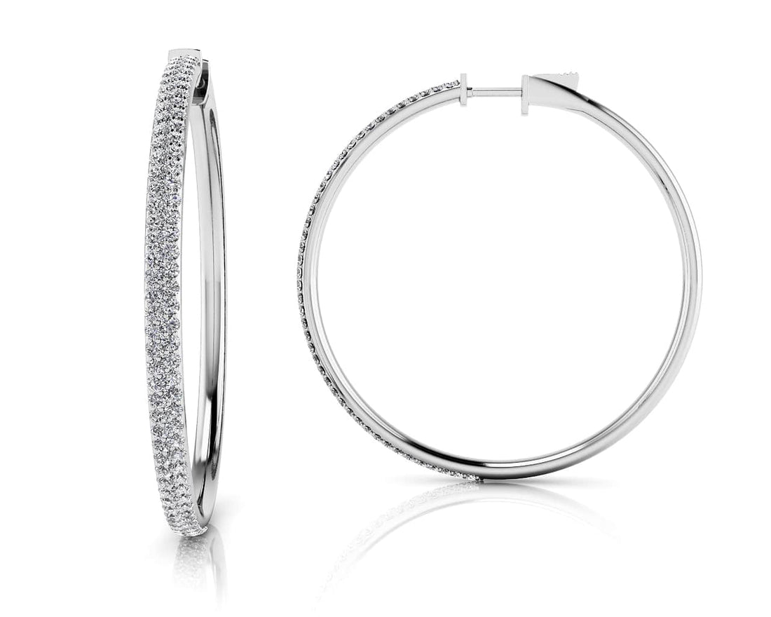 Diamond Pave Hoop Earrings Extra Large Lab-Grown Diamond  with 1.17 ct.(finished) 1mm