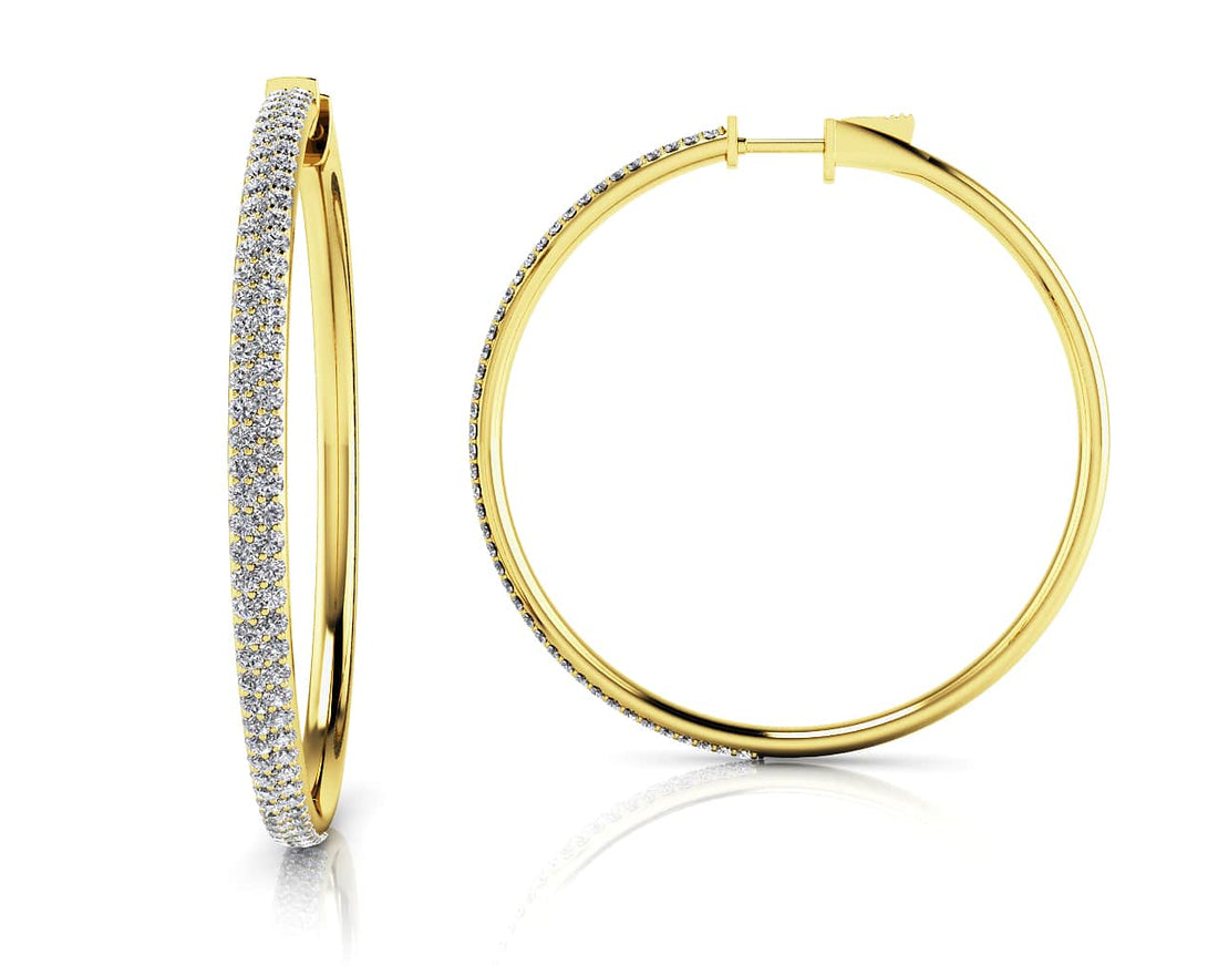 Diamond Pave Hoop Earrings Extra Large Lab-Grown Diamond  with 2.29 ct.(finished) 1.4mm