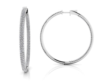 Inside Out Diamond Pave Hoop Earrings Extra Large Diamond  with 2.15 ct.(finished) 1mm