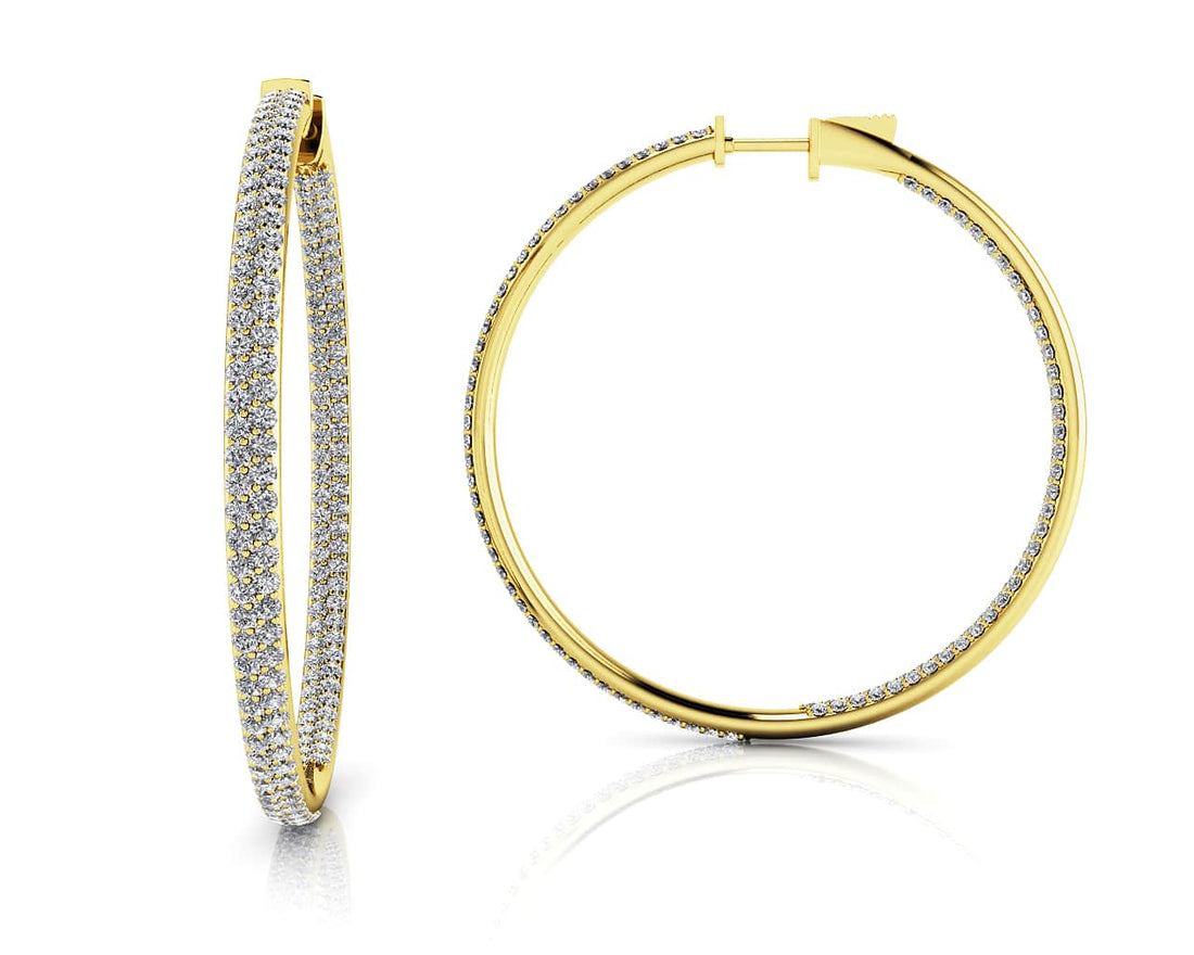 Inside Out Diamond Pave Hoop Earrings Extra Large Lab-Grown Diamond  with 4.16 ct.(finished) 1.4mm