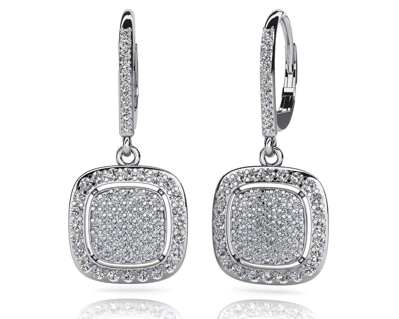 Diamond Lined Cluster Earrings Lab-Grown Diamond  with 1.45 ct.(finished) 1.0mm, 1.2mm, 1.5mm