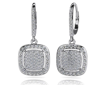 Diamond Lined Cluster Earrings Lab-Grown Diamond  with 1.45 ct.(finished) 1.0mm, 1.2mm, 1.5mm