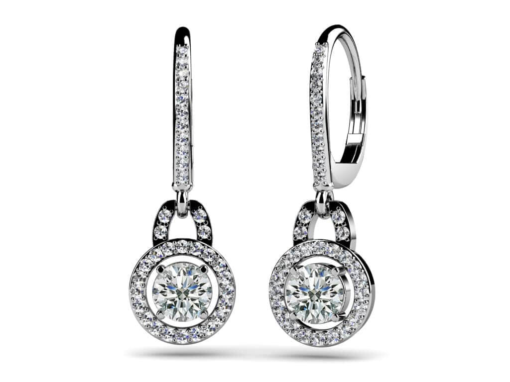 Designer Style Diamond Circle Earrings Diamond  with 0.93 ct. (2X0.25 ct. center diamonds)