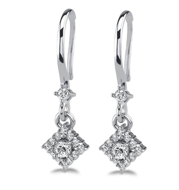 Diamond Filled Diamond Drop Earrings Diamond  with 1.43 ct.(finished) 2mm, 2.2mm, 4mm