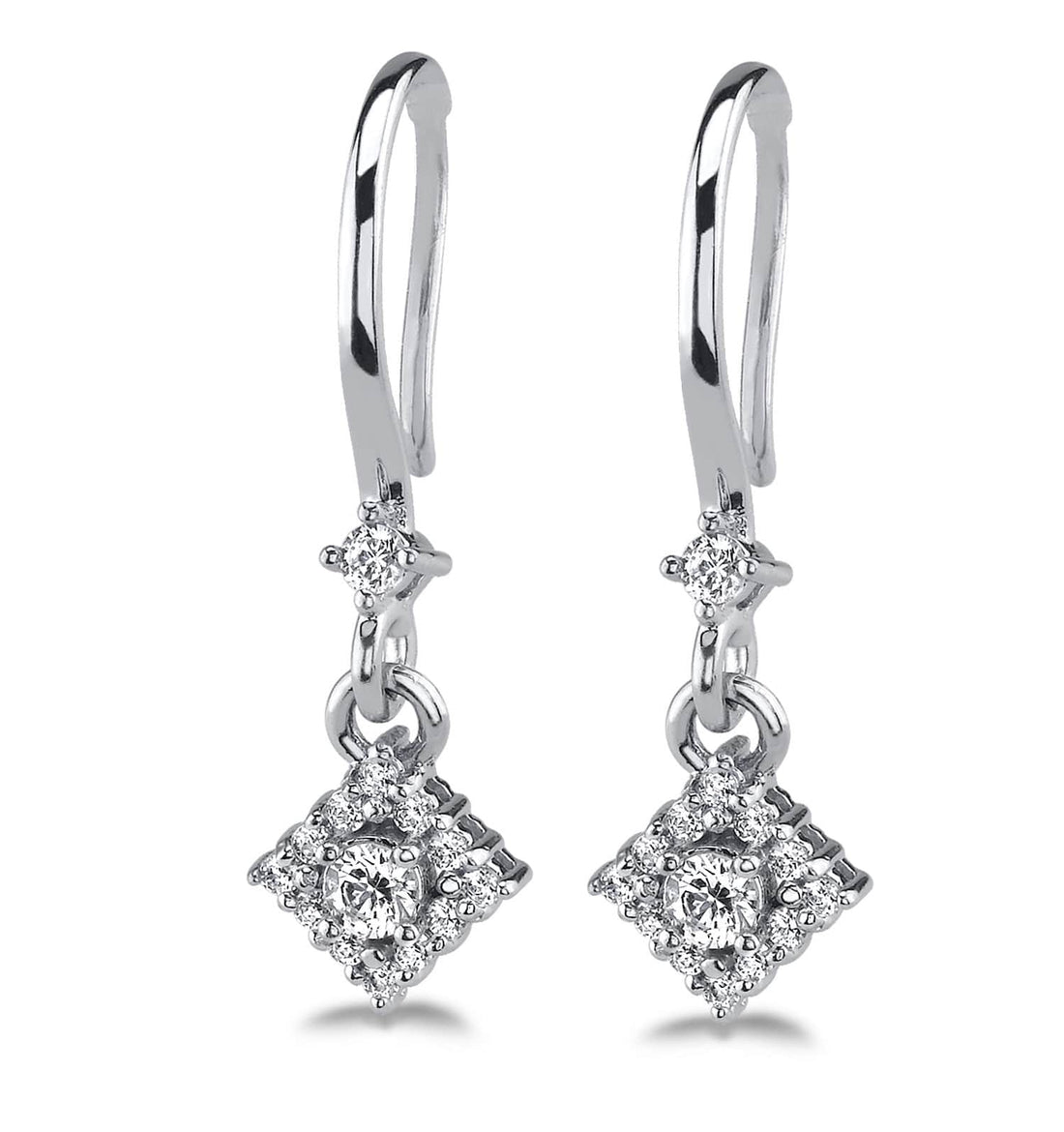 Diamond Filled Diamond Drop Earrings Diamond  with 0.76 ct.(finished) 1.6mm, 2mm, 3.2mm