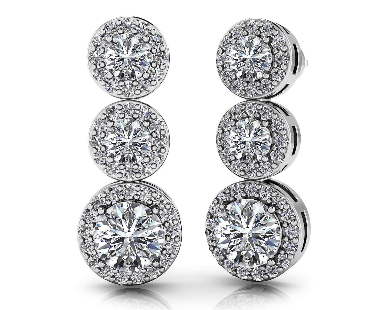 Past Present Always Diamond Earrings Lab-Grown Diamond  with 2.83 ct.(finished) 1.1mm, 3.7mm, 5.7mm