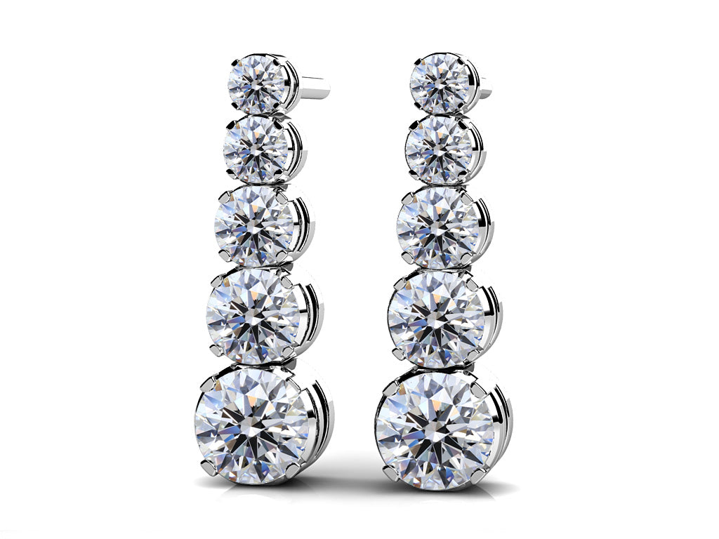 Vertical Journey Diamond Earrings Diamond  with 0.73 ct.(finished)