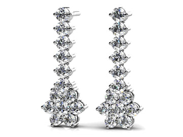 Vertical Drop Cluster Earrings Diamond  with 1.58 ct.(finished) 2.3mm, 2.6mm, 2.8mm