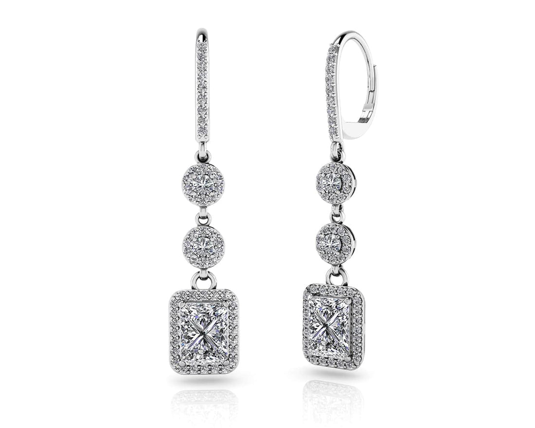 Extravagant Diamond Drop Earrings Diamond  with 4.00 ct. (2X1.50 ct. center diamonds)