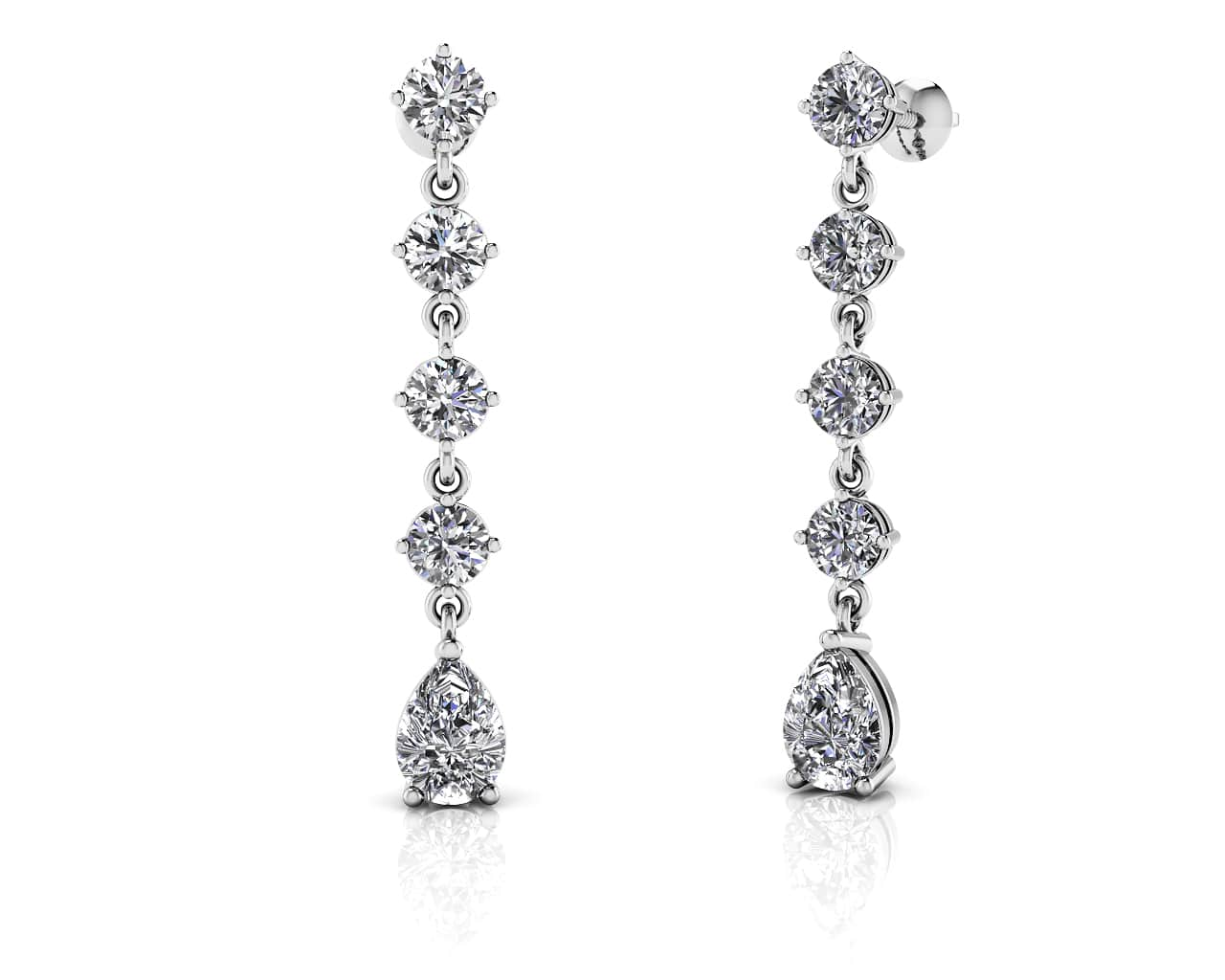 Brilliant Round And Pear Drop Diamond Earrings Diamond  with 2.68 ct.(finished) 7x5mm, 3.8mm