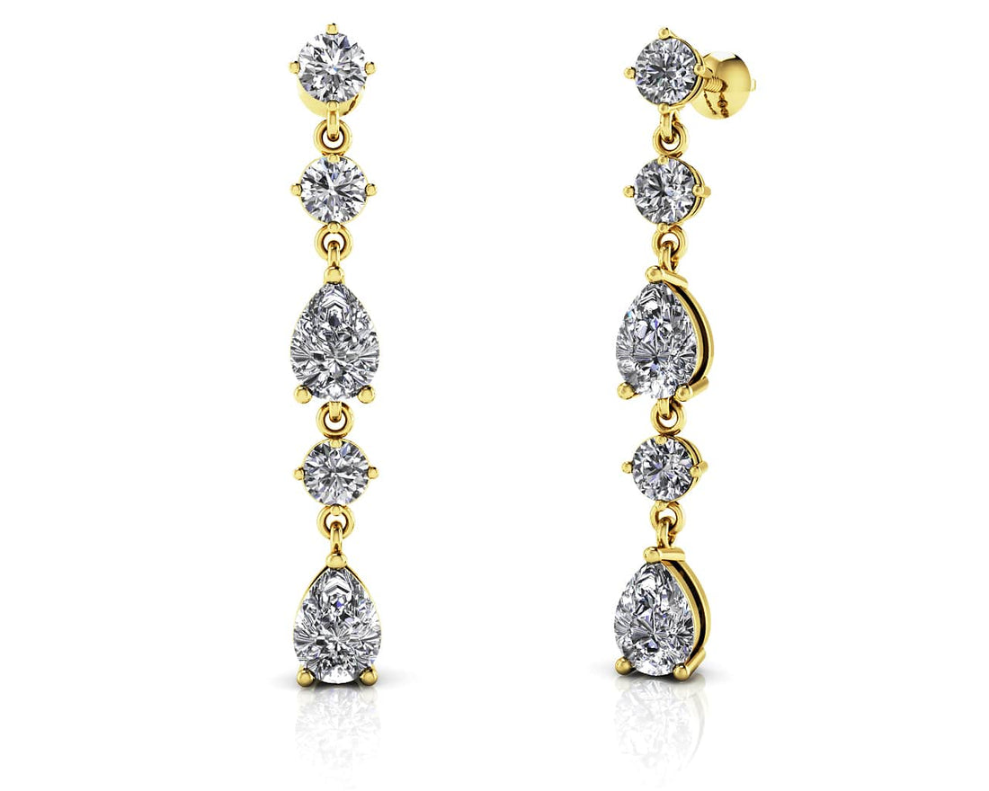 Extended Elegant Diamond And Pear Drop Earrings Diamond  with 2.46 ct.(finished) 6x4mm, 3.8mm