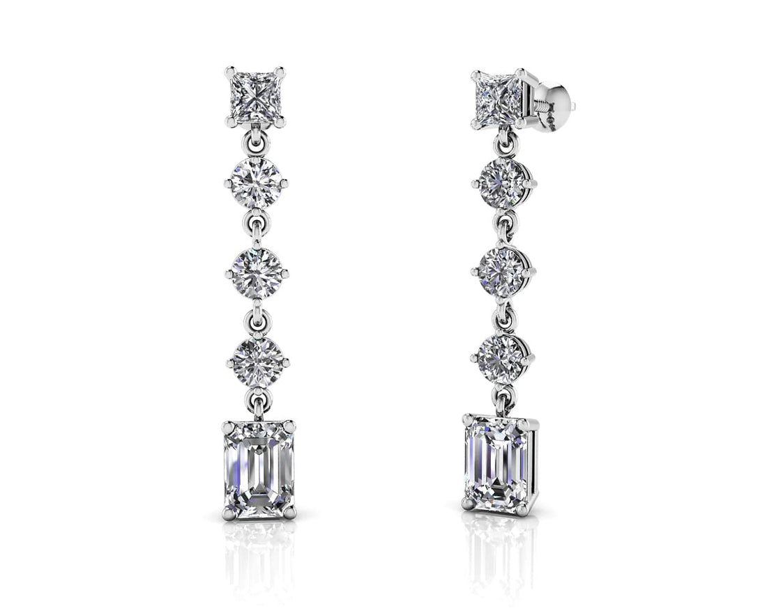 Elegant Multi Shape Diamond Earrings Diamond  with 3.80 ct.(finished) 7x5mm, 3.5mm, 3.8mm