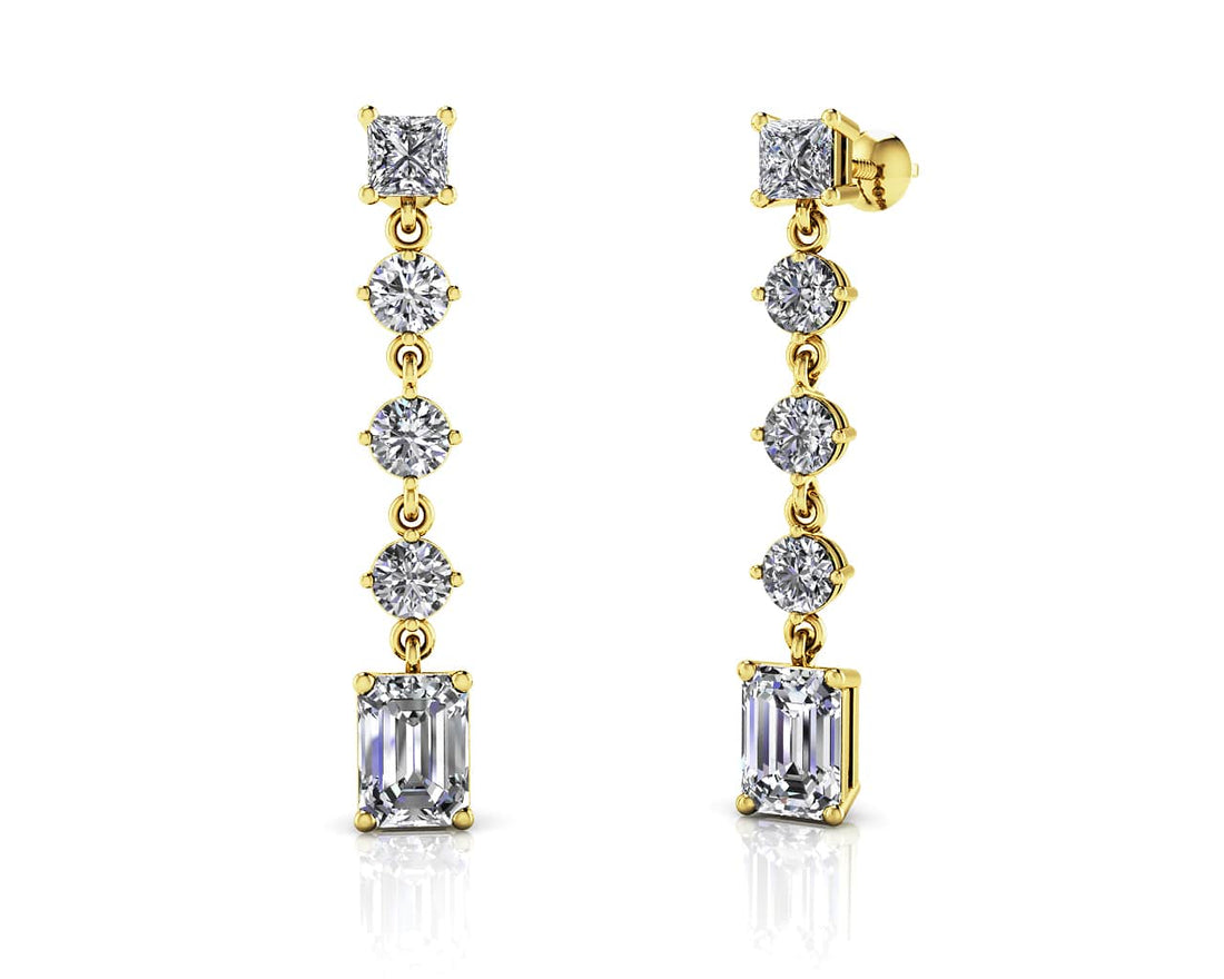 Elegant Multi Shape Diamond Earrings Lab-Grown Diamond  with 3.80 ct.(finished) 7x5mm, 3.5mm, 3.8mm