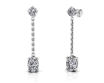 Modern Oval Diamond Drop Earrings Lab-Grown Diamond  with 2.42 ct.(finished) 7x5mm, 3.8mm