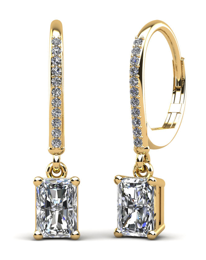 Modern Chic Emerald Cut Drop Earrings Lab-Grown Diamond  with 2.11 ct.(finished) 7x5mm, 1mm