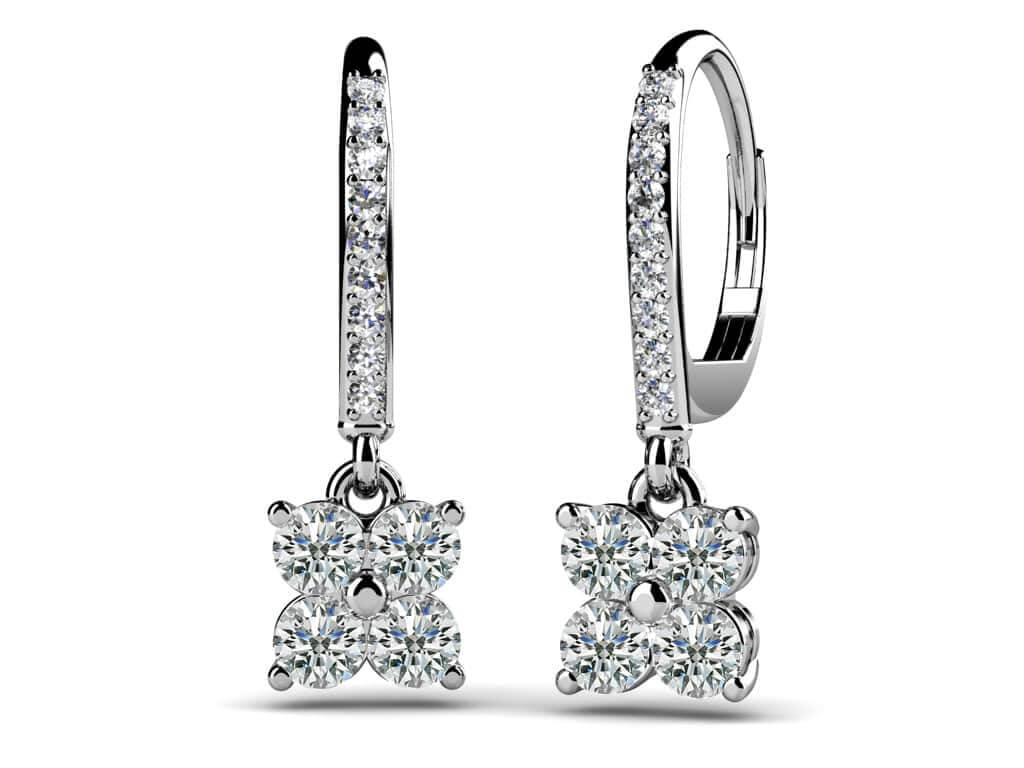 Drop Quad Diamond Earrings Diamond  with 2.21 ct.(finished) 1.4mm, 4mm