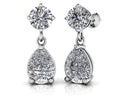 Alluring Round And Pear Shaped Drop Earrings Diamond  with 2.60 ct.(finished) 9x6mm, 4.25mm