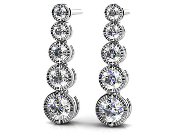 Milgrain Edge Diamond Journey Earrings Diamond  with 0.73 ct.(finished)