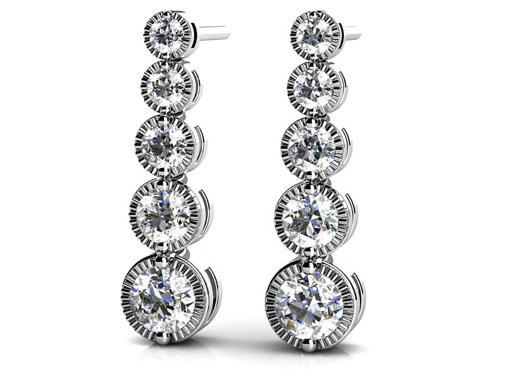 Milgrain Edge Diamond Journey Earrings Diamond  with 1.02 ct.(finished)