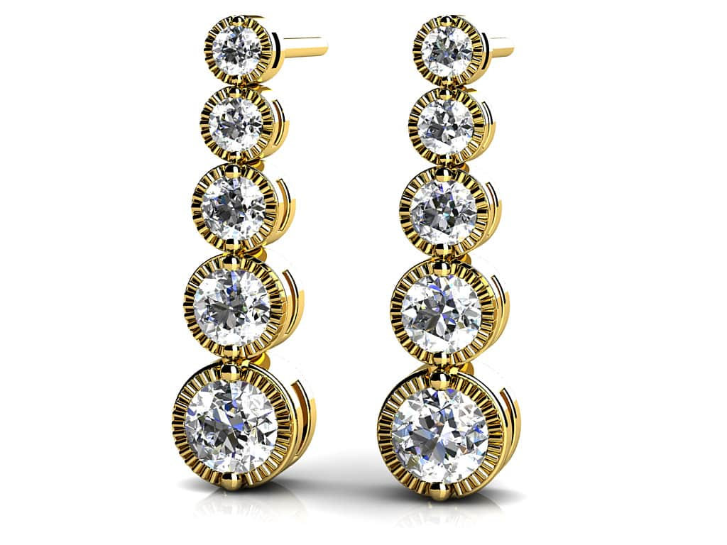 Milgrain Edge Diamond Journey Earrings Diamond  with 0.73 ct.(finished)