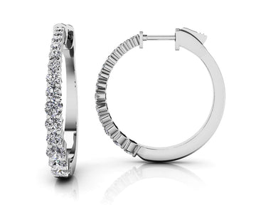 Effortless Tapered Diamond Hoop Earrings Lab-Grown Diamond  with 1.27 ct.(finished)