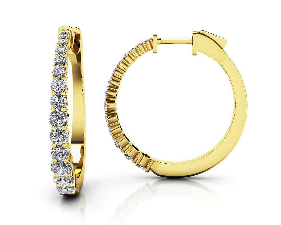 Effortless Tapered Diamond Hoop Earrings Lab-Grown Diamond  with 1.27 ct.(finished)