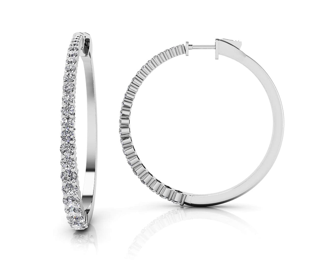 Elegant Tapered Diamond Hoop Earrings Lab-Grown Diamond  with 2.54 ct.(finished)