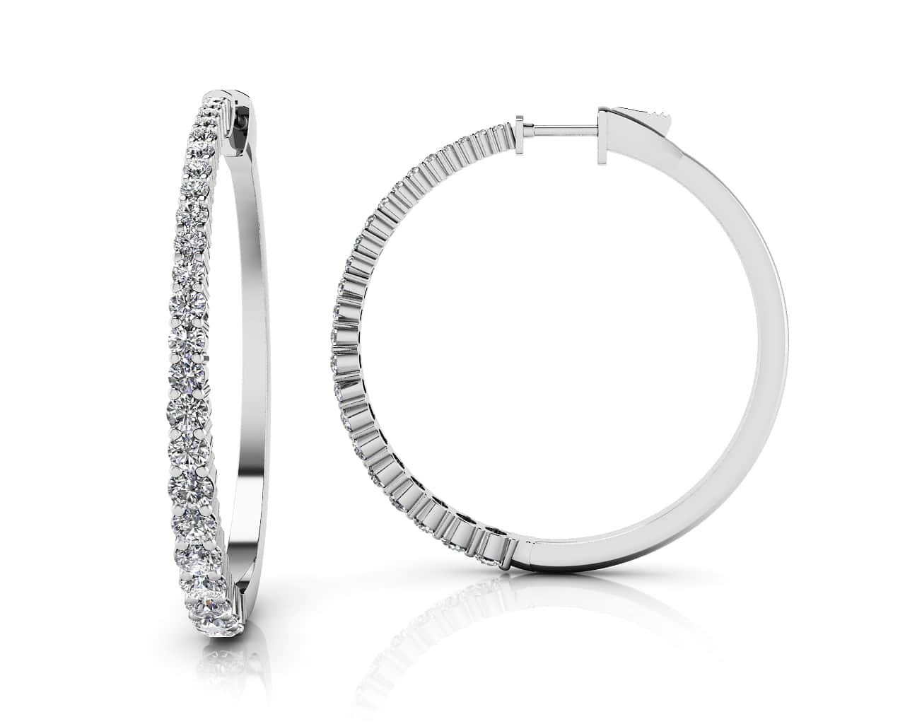 Elegant Tapered Diamond Hoop Earrings Diamond  with 2.54 ct.(finished)