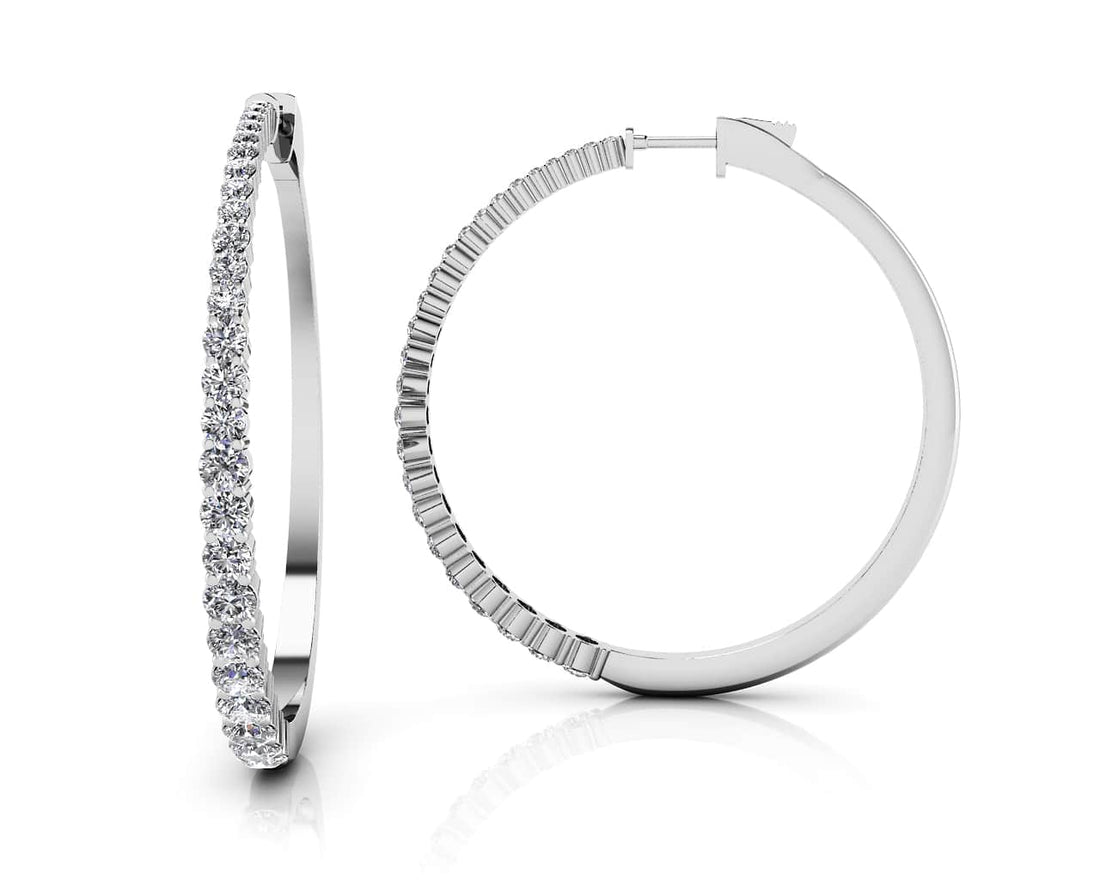 Sophisticated Tapered Diamond Hoop Earrings Lab-Grown Diamond  with 3.37 ct.(finished)