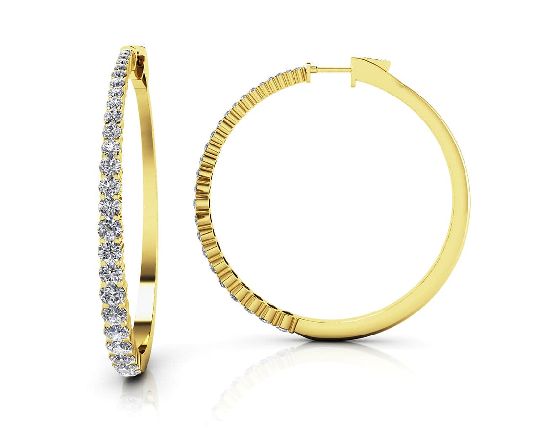 Sophisticated Tapered Diamond Hoop Earrings Lab-Grown Diamond  with 3.37 ct.(finished)