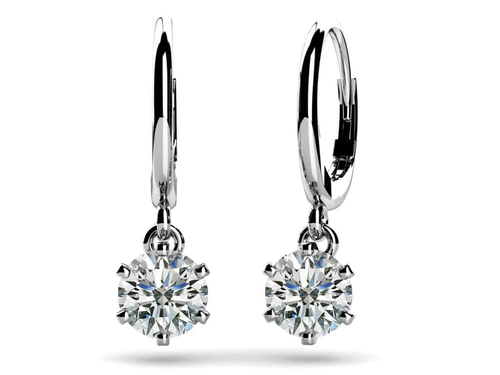 Six Prong Solitaire Diamond Drop Earrings Diamond  with 1.26 ct.(finished) 5.4mm