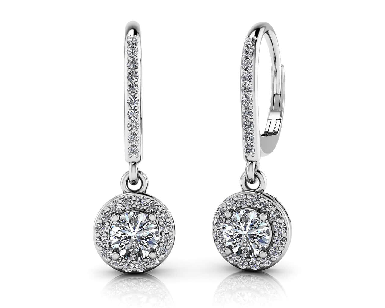 Surrounded With Love Diamond Drop Earrings Diamond  with 0.78 ct. (2X0.25 ct. center diamonds)