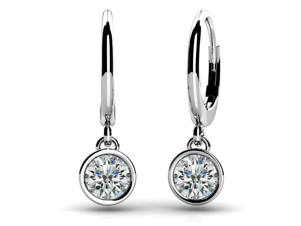 Bezel Set Diamond Drop Earrings Diamond  with 1.50 ct.(finished) 5.7mm