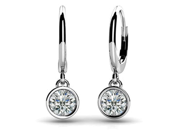 Bezel Set Diamond Drop Earrings Diamond  with 2.00 ct.(finished) 6.5mm