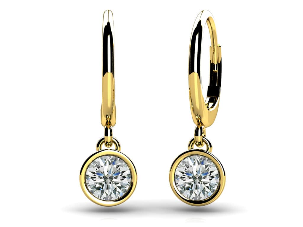 Bezel Set Diamond Drop Earrings Diamond  with 1.26 ct.(finished) 5.4mm