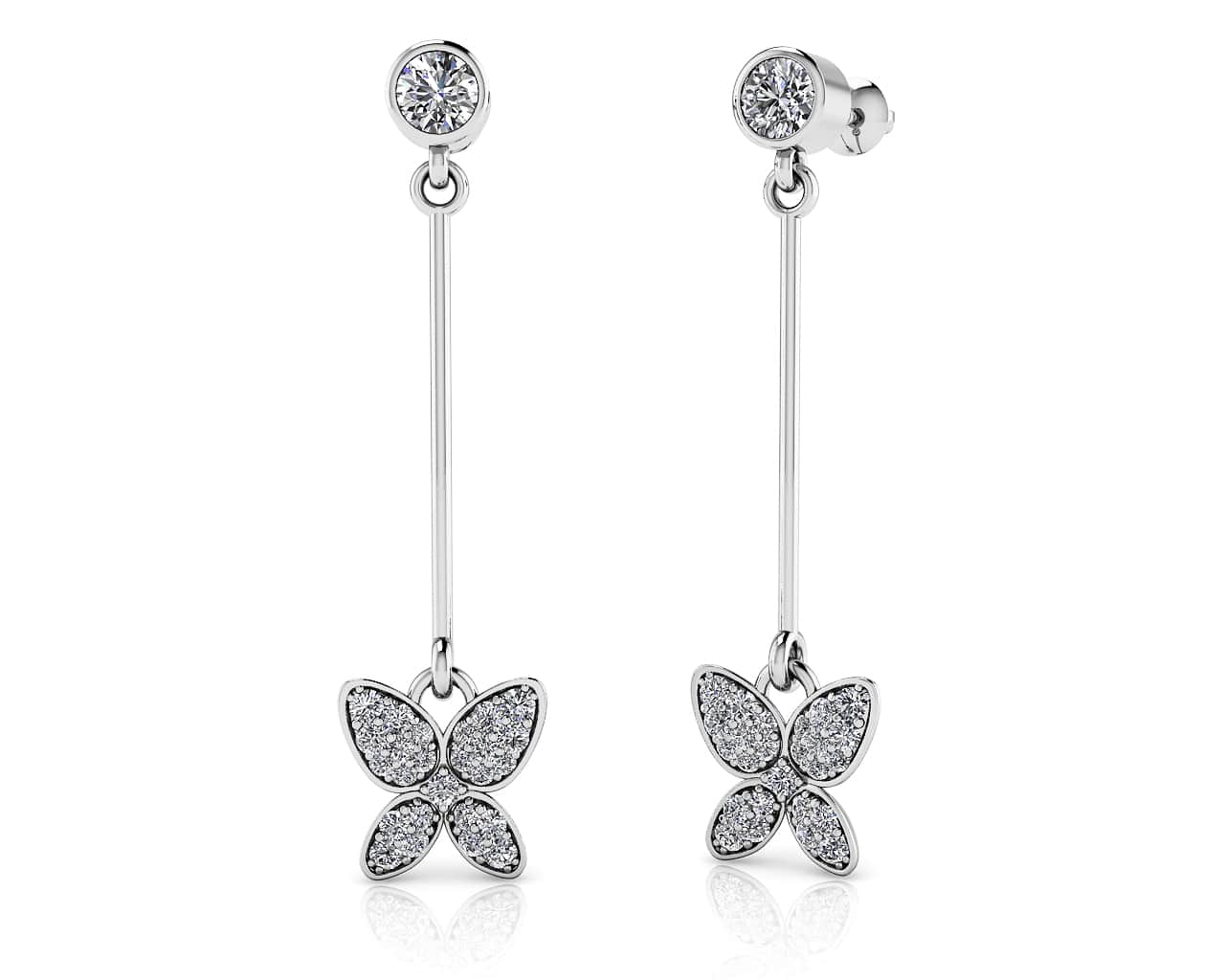 Butterfly Drop Bar Earrings Diamond  with 0.56 ct.(finished)