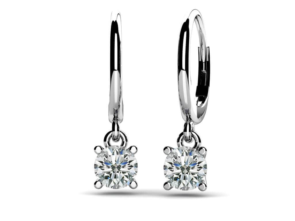 Classic Four Prong Diamond Drop Earrings Diamond  with 0.76 ct.(finished) 4.6mm