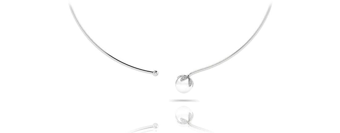 Single Pearl Flexible Necklace Lab-Grown Diamond  with 0.26 ct.(finished) 1mm, 1.2mm