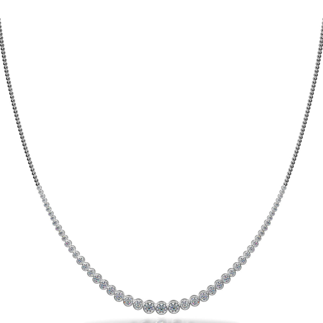 Round Bezel Set Diamond Necklace with Shiny Link Back Diamond  with 2.01 ct.(finished) 1.8mm, 2mm, 2.25mm