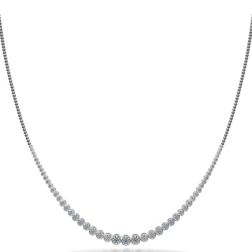 Round Bezel Set Diamond Necklace with Shiny Link Back Diamond  with 2.01 ct.(finished) 1.8mm, 2mm, 2.25mm