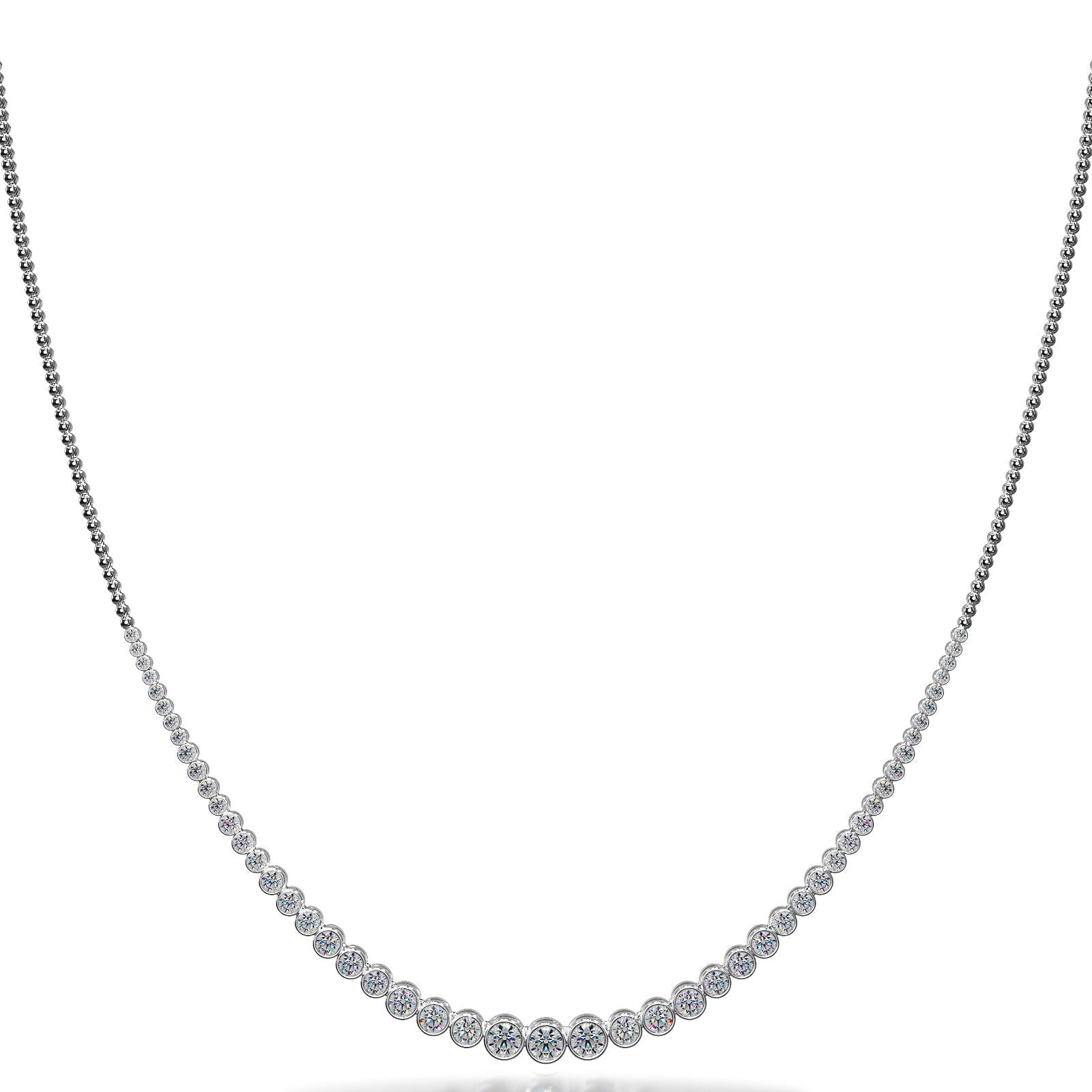 Round Bezel Set Diamond Necklace with Shiny Link Back Diamond  with 6.06 ct.(finished)