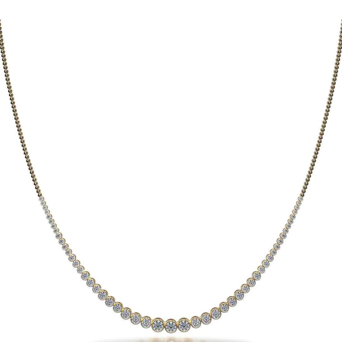 Round Bezel Set Diamond Necklace with Shiny Link Back Diamond  with 2.01 ct.(finished) 1.8mm, 2mm, 2.25mm