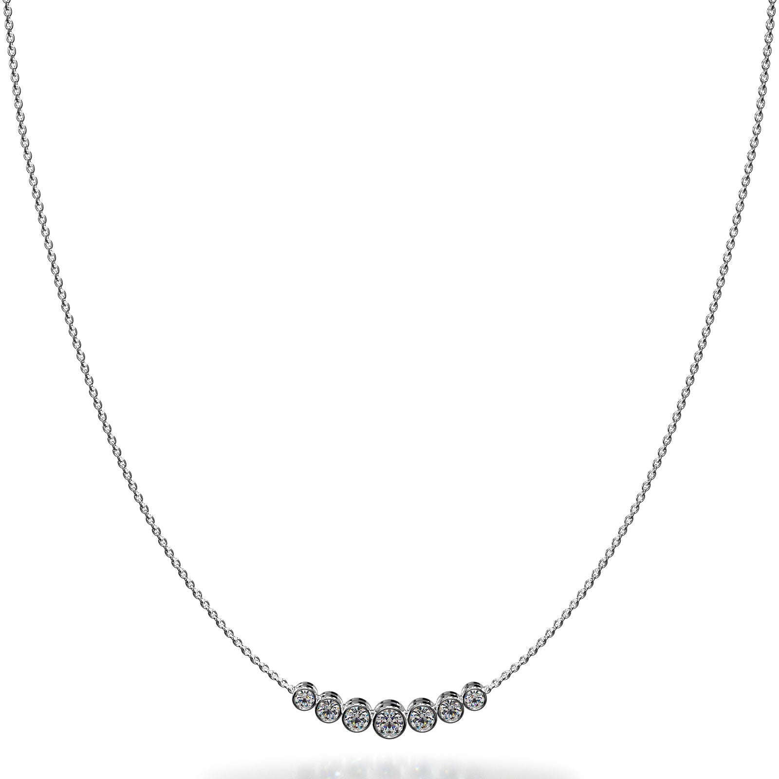 Brilliant Bezel Set Diamond Tennis Necklace With Chain Diamond  with 2.95 ct.(finished)