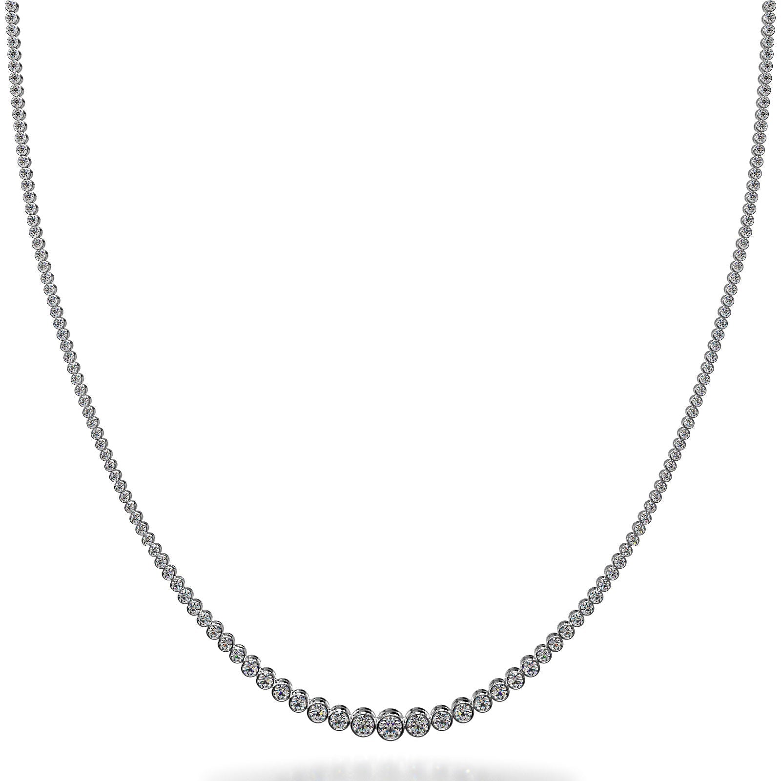 Brilliant Bezel Set Diamond Tennis Necklace Diamond  with 7.04 ct.(finished)