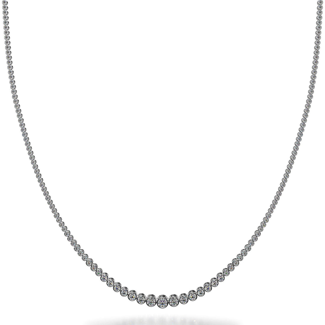 Brilliant Bezel Set Diamond Tennis Necklace Diamond  with 7.04 ct.(finished)