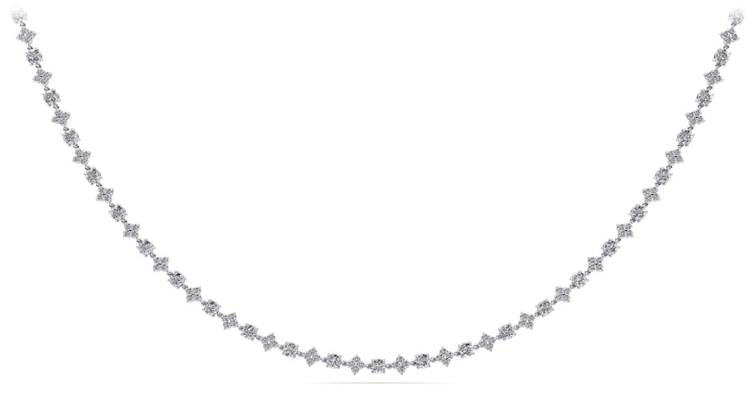 Alternating Clusters Diamond Necklace Diamond  with 17.89 ct.(finished) 2.3mm, 5mm