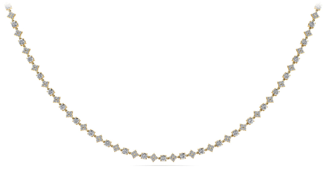 Alternating Clusters Diamond Necklace Lab-Grown Diamond  with 8.16 ct.(finished) 1.6mm, 3.5mm