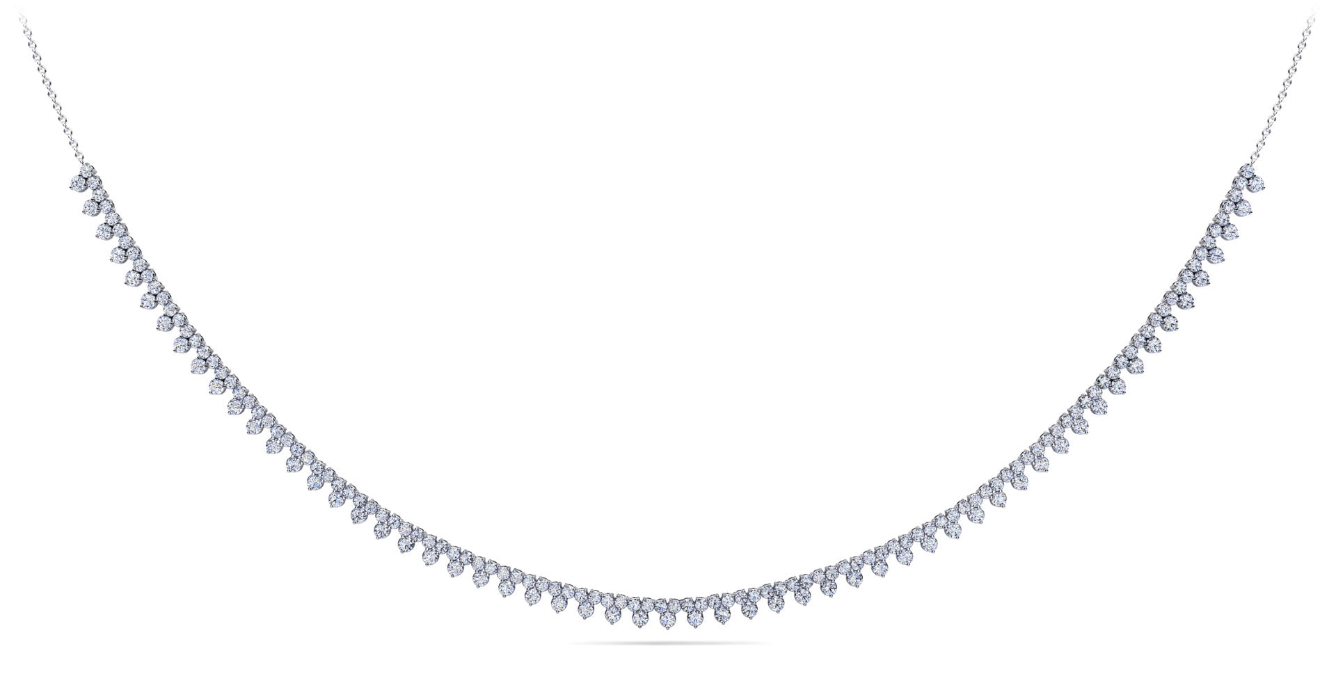 Three Stone Brilliant Tennis Necklace Lab-Grown Diamond  with 2.96 ct.(finished) 1.8mm, 2.1mm