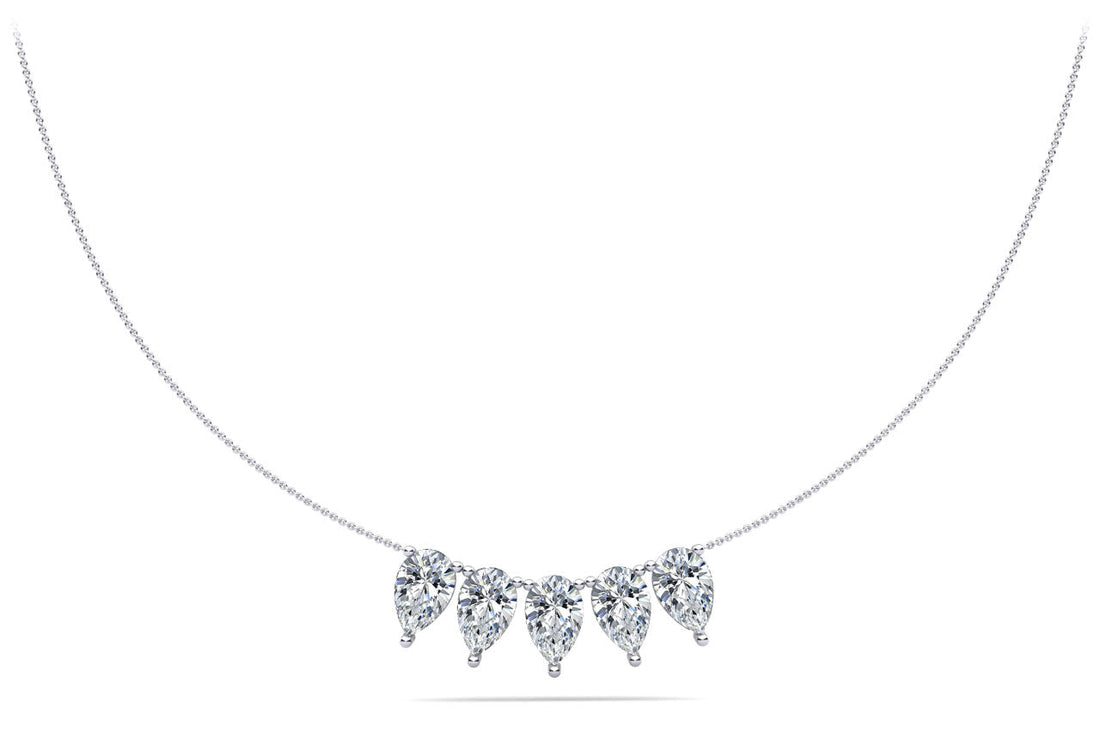 Five Stone Pear Shape Diamond Necklace Lab-Grown Diamond  with 5.00 ct.(finished) 8.5x5.5mm