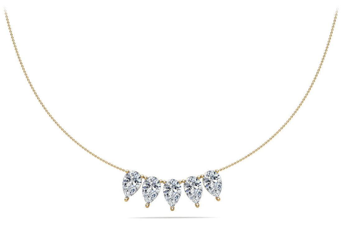 Five Stone Pear Shape Diamond Necklace Lab-Grown Diamond  with 7.50 ct.(finished) 10x6.5mm